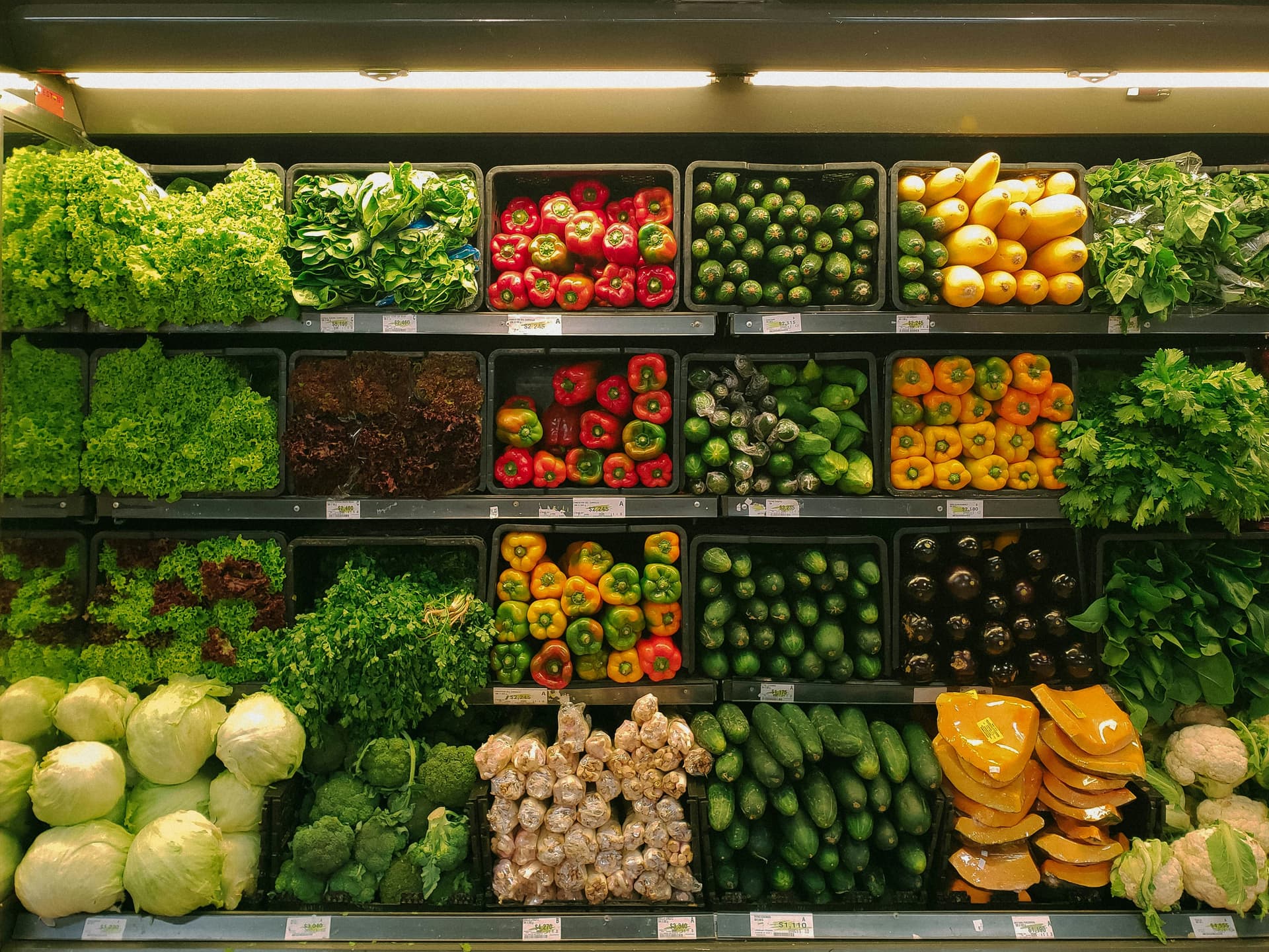 Fresh vegetables and produce at a market stall